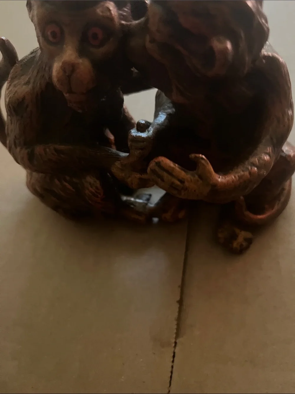 Bronze-Tone Monkey  Figurine Lead cast Brown Finish  6 1/2  X 5  1/2